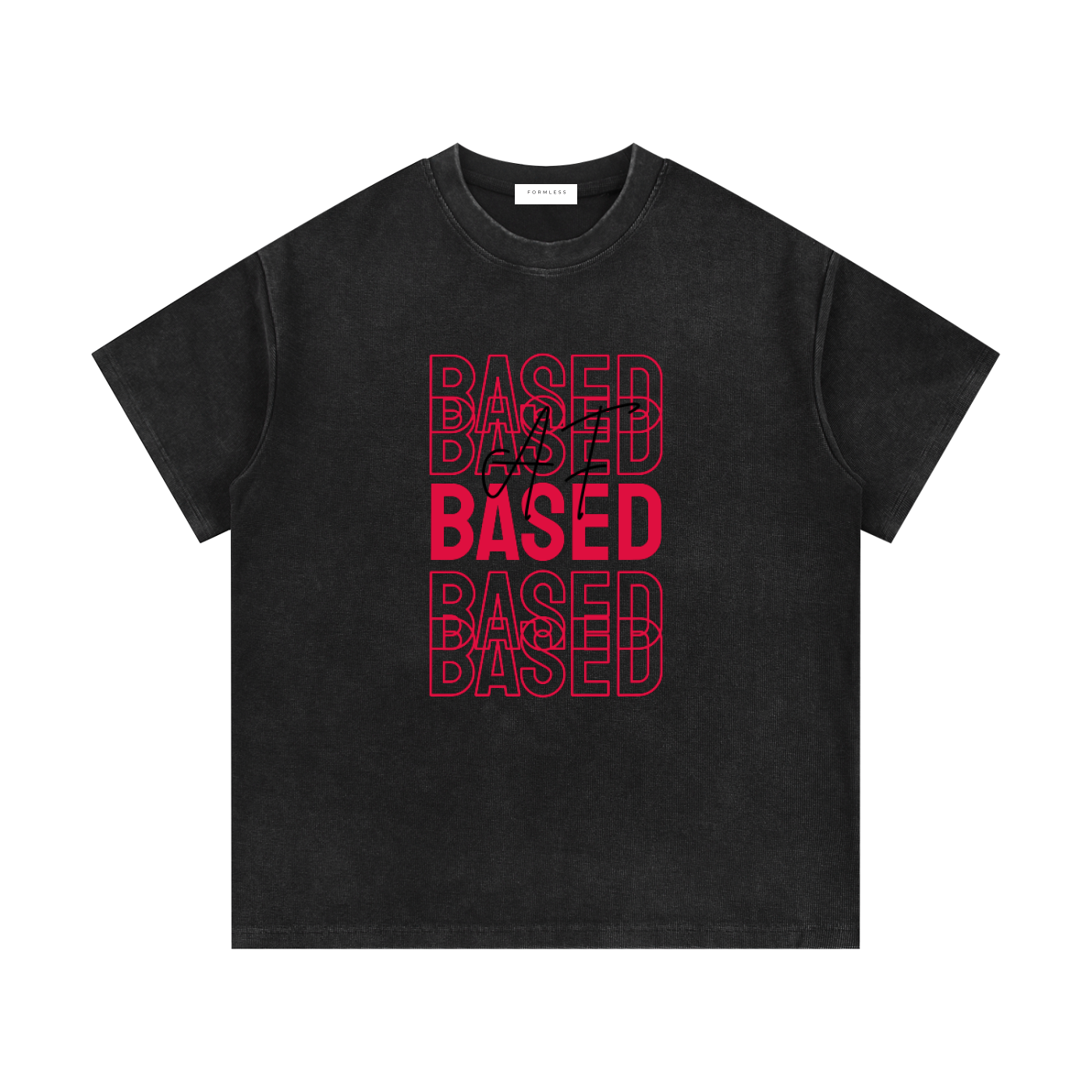 BASED AF - Washed Waffle Knit Tee